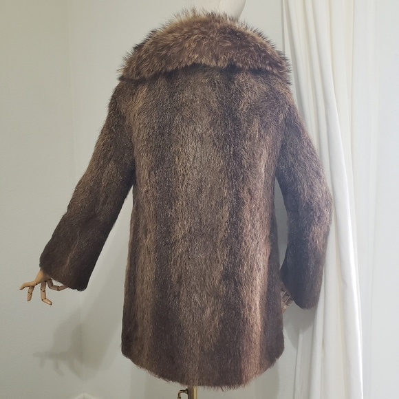 1960s Vintage Evans Beaver Fur Coat with Collar‎ Small/Medium - Picture 6 of 11